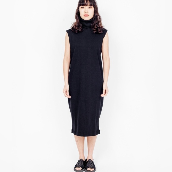 KowTow Black Building Block Rib Roll Neck Sleeveless Dress Minimalist Size XS - Picture 1 of 9